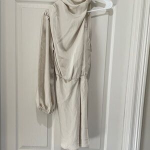 Chic One Shoulder Cream Mini Dress